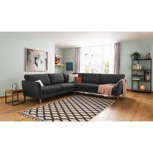 Home affaire Hoekbank MARSEILLE 278/278 cm, L-vorm, gelijkpotig, poten van massief eikenhout, verschillende overtrekken