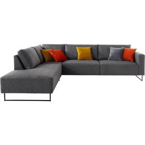 Places of Style Ecksofa "Jagger", inklusive Zierkissen in Samtoptik, mit Metall Beinen