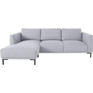 OTTO products Ecksofa »Fillin«, Struktur-Bezug hergestellt aus recycelten PET-Flaschen, mit losen Rückenkissen und Metallbeinen