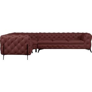 Leonique Ecksofa "Amaury", großes Ecksofa, mit aufwändiger Kopfheftung in moderner Optik, Breite 323 cm, Fußfarbe wählbar