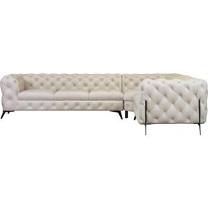 Leonique Chesterfield-bank Amaury L-vorm grote hoekbank, chesterfield-look, breedte 323 cm, kleur van de poten ter keuze