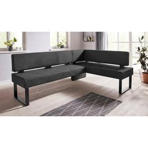 Home affaire Hoekbank Oliver met metalen onderstel, diverse typen bekleding ribfluweel, kunstleer, structuur