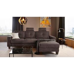 Places of Style Hoekbank Varese L-vorm Kruisnaad in beige