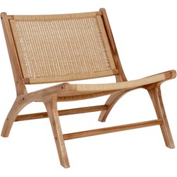 24Designs Lazy Loungestoel - Bruin - Teakhouten Frame - Loom Zitting