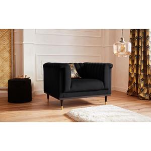 Guido Maria Kretschmer Home&Living Fauteuil Chamby met houten rand onder en stiksels bij de leuning