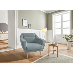 Andas Fauteuil Bille met naad in het rugkussen en eikenhouten poten, design by morten georgsen