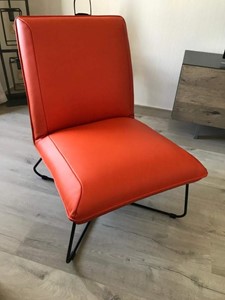 ShopX Leren fauteuil less oranje, oranje leer, oranje stoel