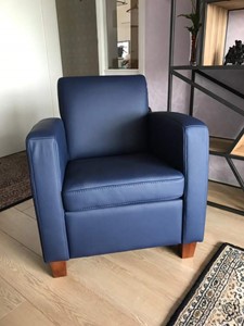 ShopX Leren fauteuil joy 228 blauw, blauw leer, blauwe stoel