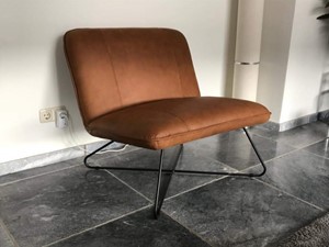 ShopX Leren fauteuil smile 80 bruin, bruin leer, bruine stoel