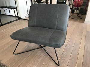 ShopX Leren fauteuil smile 80 110 grijs, grijs leer, grijze stoel