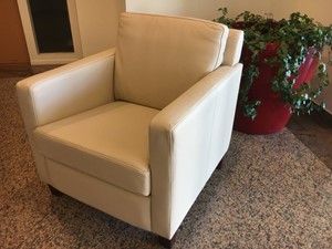 ShopX Leren fauteuil smart crème, crème leer, crème stoel