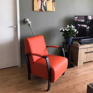 ShopX Leren fauteuil glory 201 oranje, oranje leer, oranje stoel