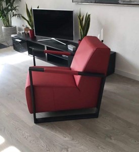 ShopX Leren fauteuil touch 195 rood, rood leer, rode stoel