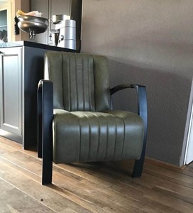ShopX Leren fauteuil glamour 369 groen, groen leer, groene stoel