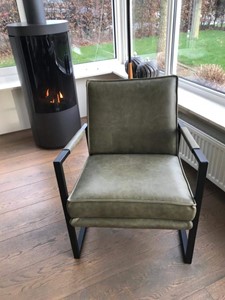 ShopX Leren fauteuil secret groen, groen leer, groene stoel