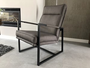 ShopX Leren fauteuil square 119 grijs, grijs leer, grijze stoel