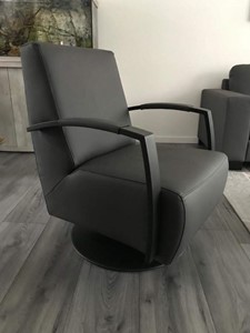 ShopX Leren draaifauteuil mood 336 grijs, grijs leer, grijze draaistoel