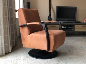 ShopX Leren draaifauteuil mood oranje, oranje leer, oranje draaistoel