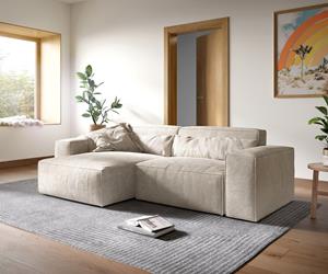 DELIFE Ecksofa Sirpio XL 270x175 cm Cord Beige Recamiere variabel