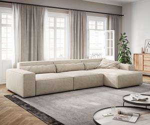 DELIFE Ecksofa Sirpio XL 370x175 cm Cord Beige Recamiere variabel