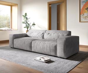 DELIFE Big-Sofa Sirpio XL 270x125 cm Cord Silbergrau