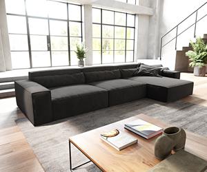 DELIFE Ecksofa Sirpio XL 370x175 cm Mikrofaser Schwarz Recamiere variabel