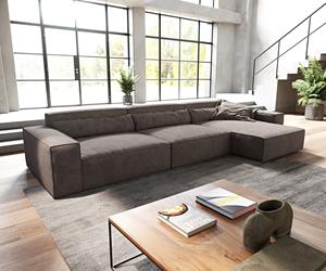 DELIFE Ecksofa Sirpio XL 370x175 cm Mikrofaser Khakibraun Recamiere variabel