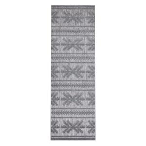 Carpet city In-& Outdoor Teppich Innen-& Außenbereich - Wetterfest Balkon-Teppich, Terrasse - Wohnzimmer-Teppiche 3D-Effekt - Ethno-Optik; Anthrazit anthrazit Gr. 80 x 150  Erwachsene