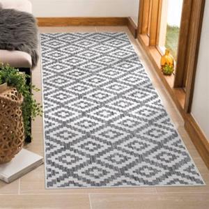Carpet city In-& Outdoor-Teppich Wetterfest Balkon Terrasse - Grau, Raute-Optik - Innenbereich Küche, Flur, Wohnzimmer grau Gr. 100 x 200