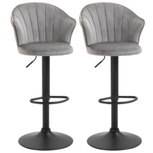 HOMCOM Barhocker 2-er Set, Rutschfeste Gummipads, mit Fußablage grau