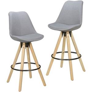 FineBuy 2er Set Barhocker mit Stoffbezug 44 x 39 cm Sitzfläche grau