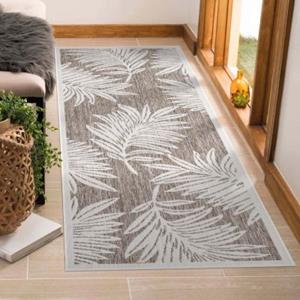 Carpet city In-& Outdoor-Teppich Wetterfest Balkon Terrasse - Beige, Floral/ Palme - Innenbereich Küche, Flur, Wohnzimmer beige Gr. 80 x 150