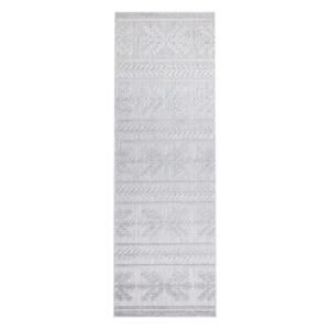 Carpet city In-& Outdoor Teppich Innen-& Außenbereich - Wetterfest Balkon-Teppich, Terrasse - Wohnzimmer-Teppiche 3D-Effekt - Ethno-Optik; Grau grau Gr. 80 x 250  Erwachsene