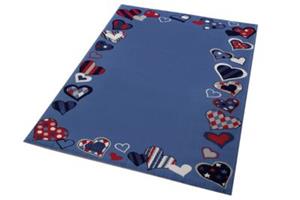 Wecon home Kinderteppich -  Just Hearts - 100% Polyester Mikrofaser - 8,5mm - pflegeleicht blau Gr. 120 x 170