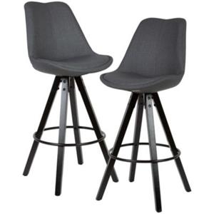 FineBuy Barhocker 2er Set Stoffbezug 44 x 39 cm Sitzfläche schwarz
