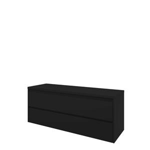 Proline Top wastafelonderkast Set 140x46x55.2cm onderkast symmetrisch Mat zwart en afdekplaat Mat zwart 1817826