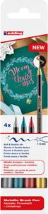 Edding metallic brushpen Christmas e-1340, assorti, set van 4 stuks