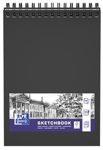 Oxford Skizzenbuch Spiralbindung, DIN A4, 50 Blatt, schwarz