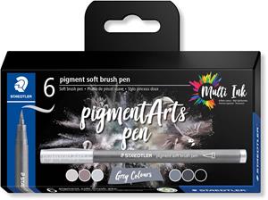 STAEDTLER Fasermaler pigment soft brush pen , Grey Colours,