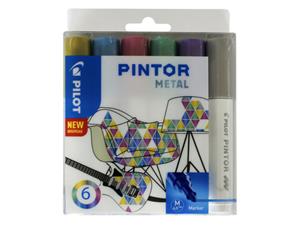 Verfstift Pilot Pintor metalic 1.4mm ass etui Ã 6 stuks assorti