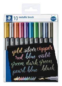 Staedtler brushpen Metallic 8321, etui van 10 geassorteerde kleuren