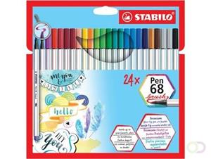 STABILO Pen 68 brush, etui van 24 stuks in geassorteerde kleuren