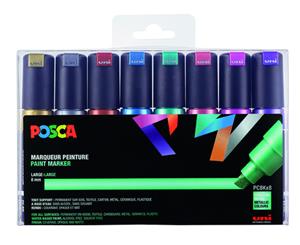 Verfstift Posca PC8K Breed Schuin Metallic Assorti Set Ã 8 Stuks