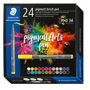 STAEDTLER Fasermaler pigment brush pen, 24er Kartonetui