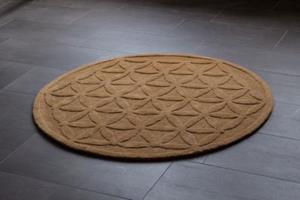 LivingDesigns Handgetufteter Teppich, Blume des Lebens in Zimt Ø 120 cm braun/grau