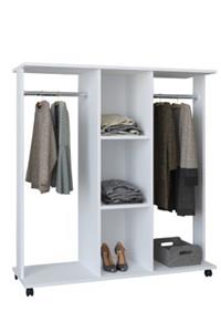 Hioshop Ralosa kledingkast kast met ophangstang 3 planken wit.