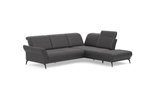 INOSIGN Hoekbank Coco L-vorm Verstelbare zitdiepte, armleuning en hoofdeind, cordbekleding, poothoogte 15 cm