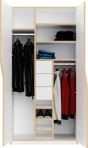 Müller Small Living Kleiderschrank PLANE Ausstattung Nr. 2, Inklusive 3 innenliegenden Schubladen und 2 Kleiderstangen