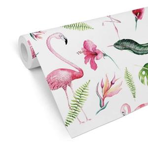 K&L WALL ART Mustertapete »Mädchen Blumen Dschungeltapete Flamingo Vogel Vliestapete Pink modern«, Tropenvogel Tapete