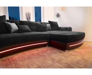 Jockenhöfer Gruppe Hoekbank inclusief rgb-ledverlichting en bluetooth-geluidssysteem, récamier links of rechts te monteren, inclusief losse rug- en sierkussens, vrij plaatsbaar